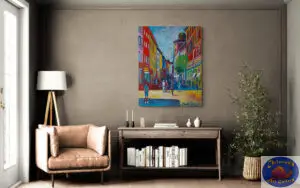 Købmagergade Afternoon, 80X100 CM, Oil on canvas, By Marios Orozco, Christiania Art Gallery