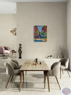 Købmagergade Afternoon, 80X100 CM, Oil on canvas, By Marios Orozco, Christiania Art Gallery