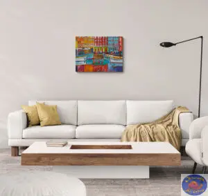 Pink Facing Boats, 80X60 CM, Oil on canvas, Marios Orozco, Christiania Art Gallery