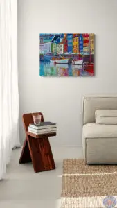 Nyhavn and The French Embassy, 90X70 CM, Oil on canvas, By Marios Orozco, Christiania Art Gallery