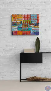 Pink Facing Boats, 80X60 CM, Oil on canvas, Marios Orozco, Christiania Art Gallery
