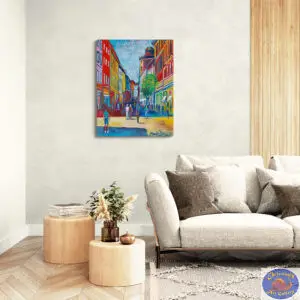 Købmagergade Afternoon, 80X100 CM, Oil on canvas, By Marios Orozco, Christiania Art Gallery