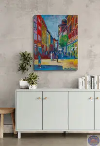 Købmagergade Afternoon, 80X100 CM, Oil on canvas, By Marios Orozco, Christiania Art Gallery