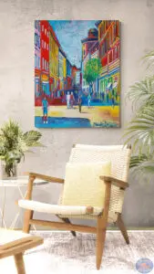 Købmagergade Afternoon, 80X100 CM, Oil on canvas, By Marios Orozco, Christiania Art Gallery