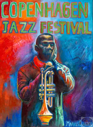 Copenhagen Jazz festival 2025, 92X125 CM, Oil on canvas, By Marios Orozco, Christiania Art Gallery
