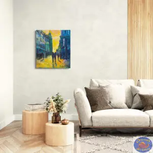 Yellow Winter Afternoon on The Walking Street, 570X80 CM, Oil on canvas, By Marios Orozco, Christiania Art Gallery, July 2025