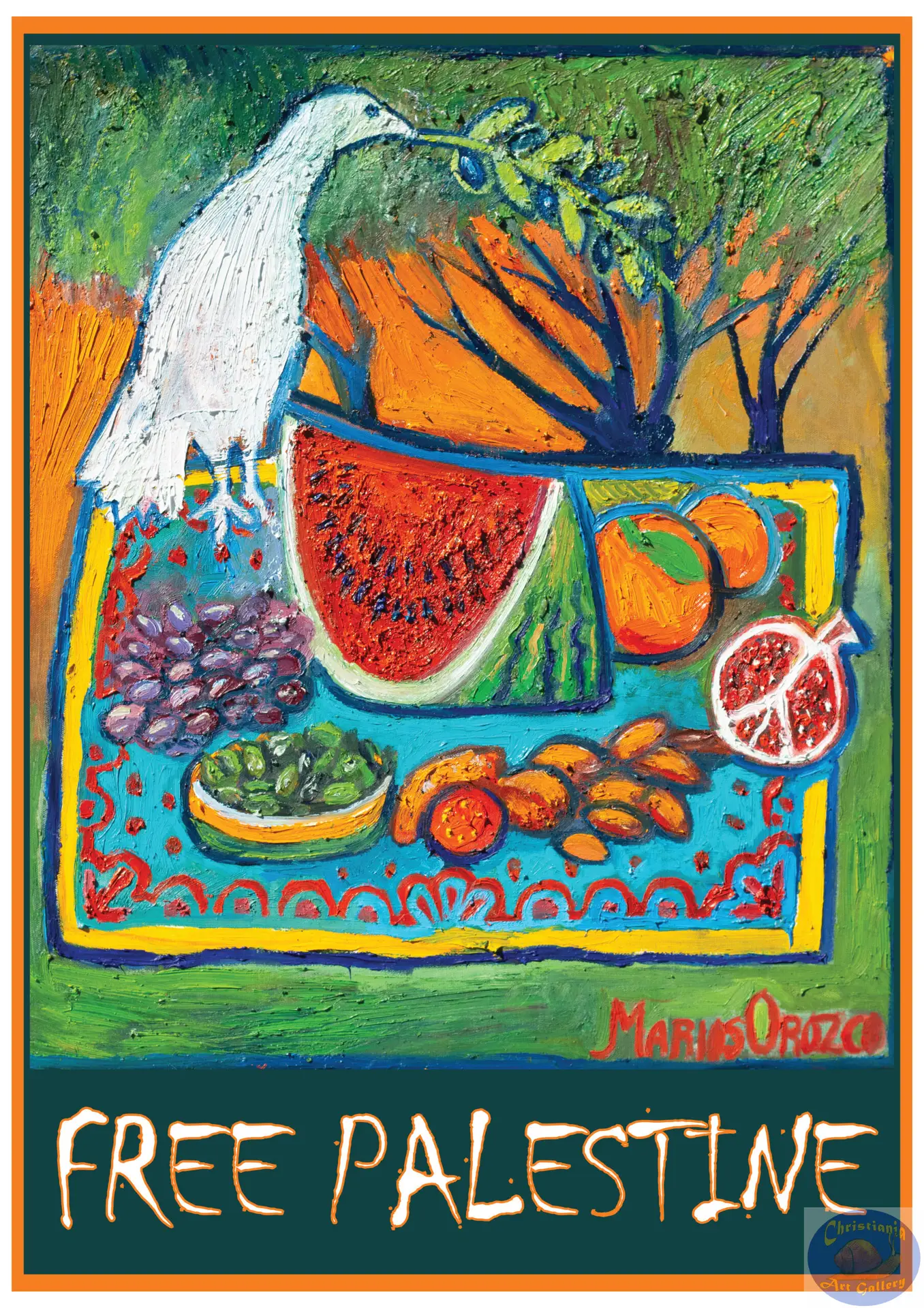Poster Free palestine dove, By Marios Orozco, Christiania Art Gallery