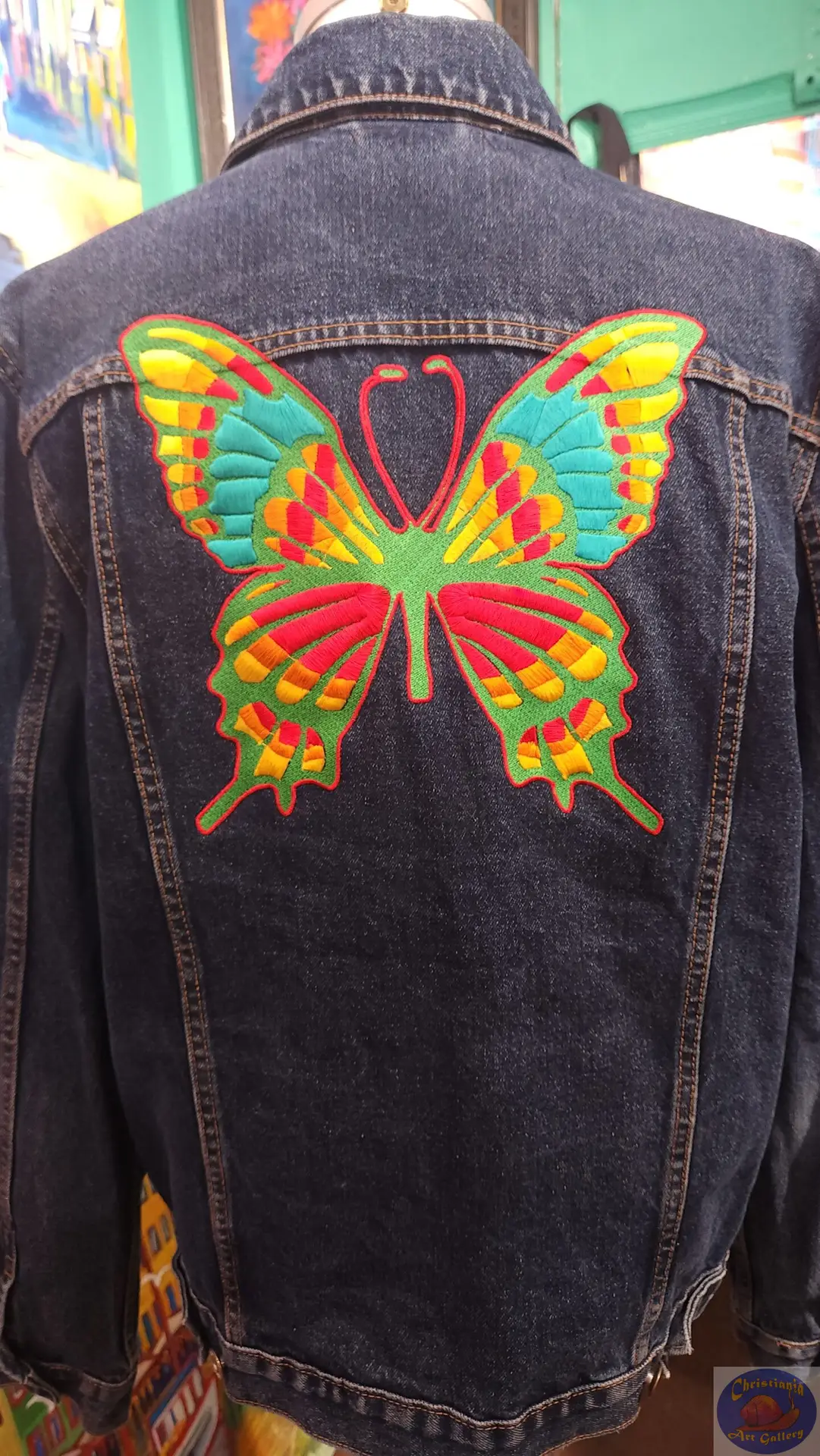 Free As A Butterfly, OZO CPH Artwear, Upcycled custom embroidered clothes, By Stephanie Lynge Orozco, Christiania Art Gallery