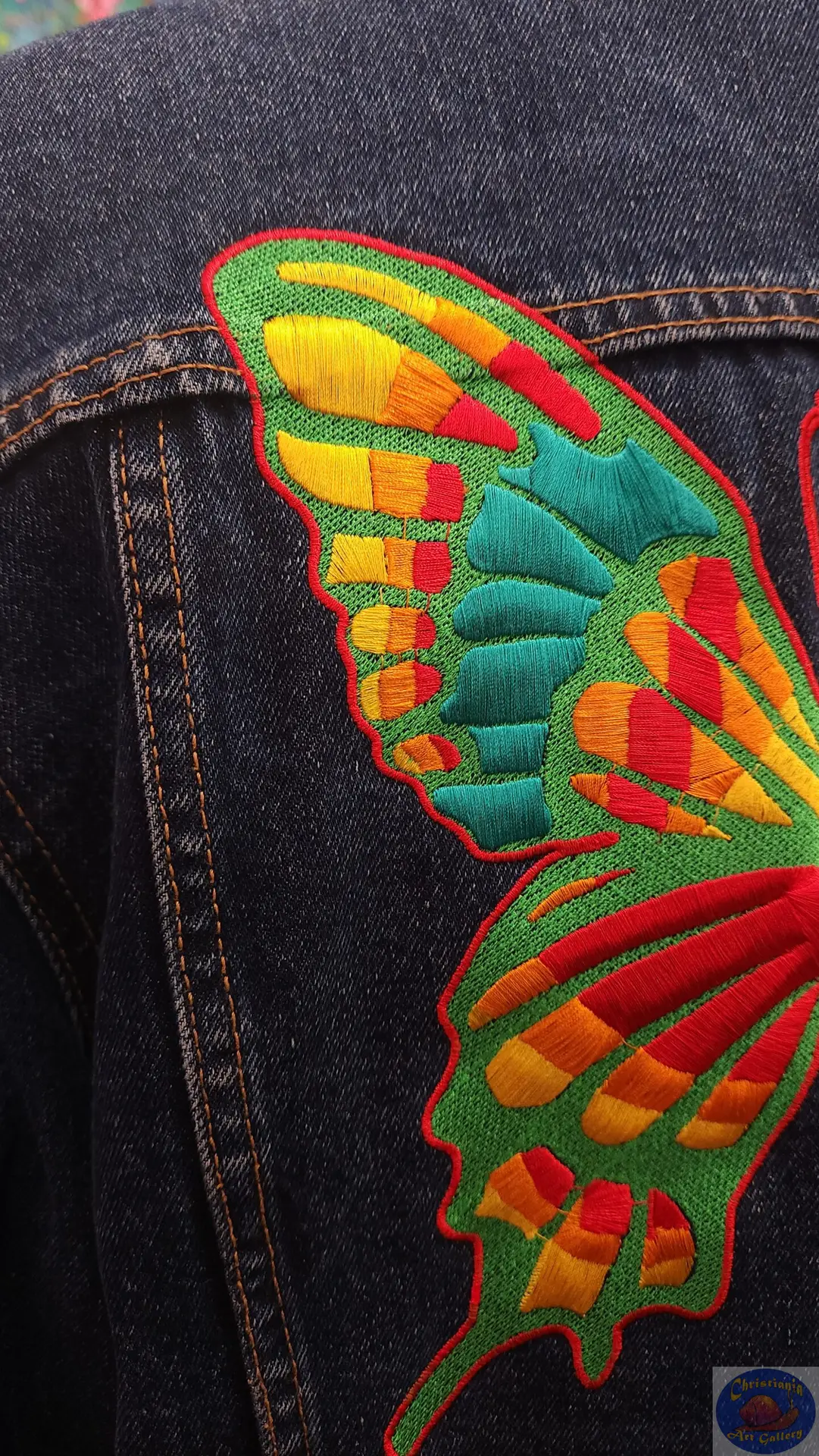 Free As A Butterfly, OZO CPH Artwear, Upcycled custom embroidered clothes, Christiania Art Gallery