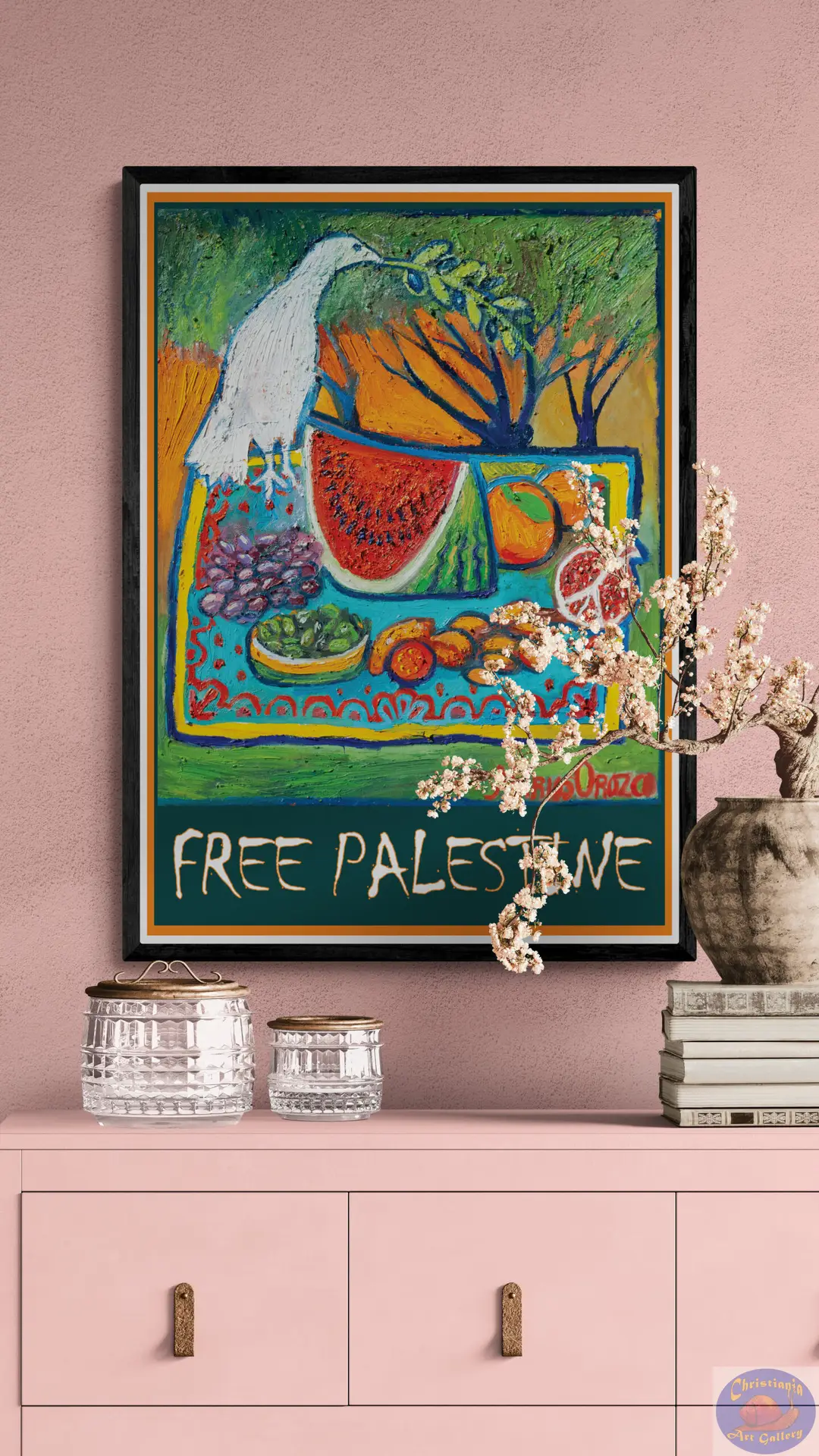 Poster Free palestine dove, By Marios Orozco, Christiania Art Gallery