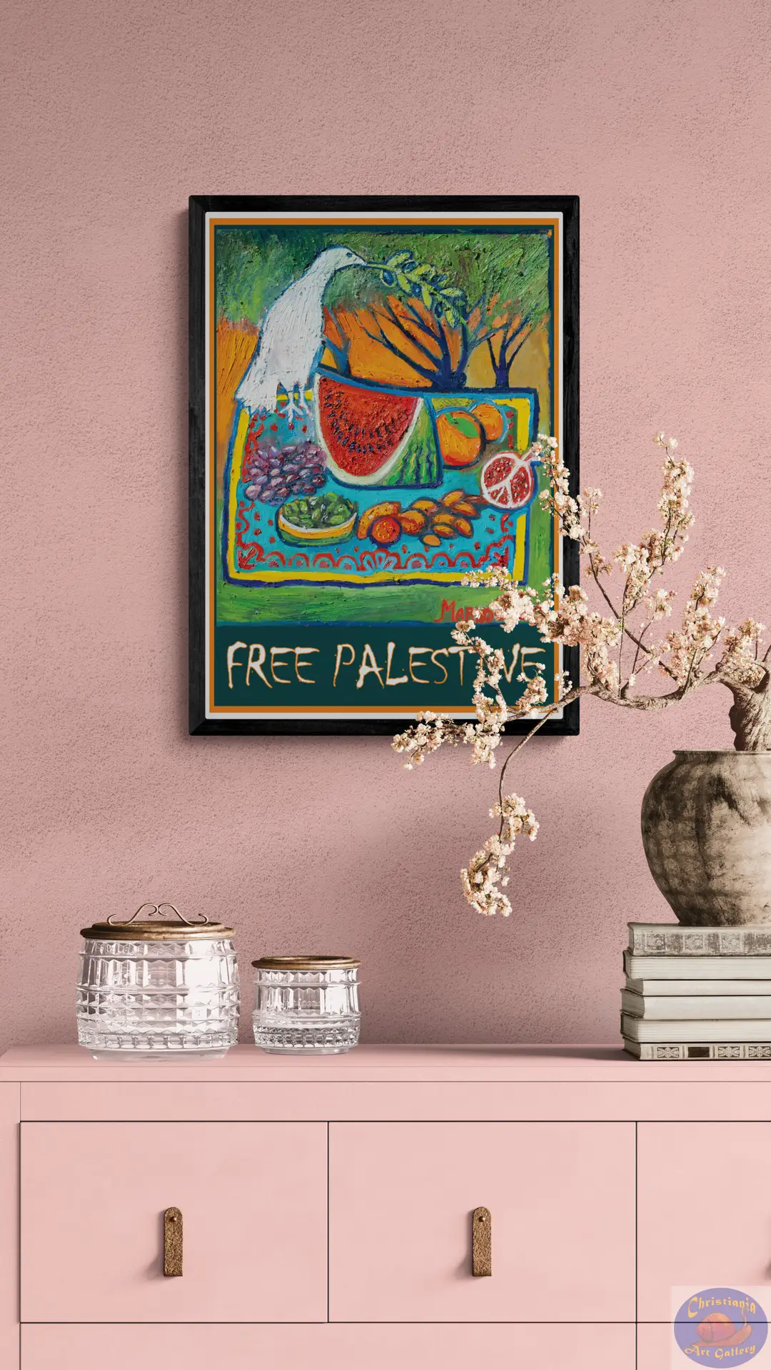 Poster Free palestine dove, By Marios Orozco, Christiania Art Gallery