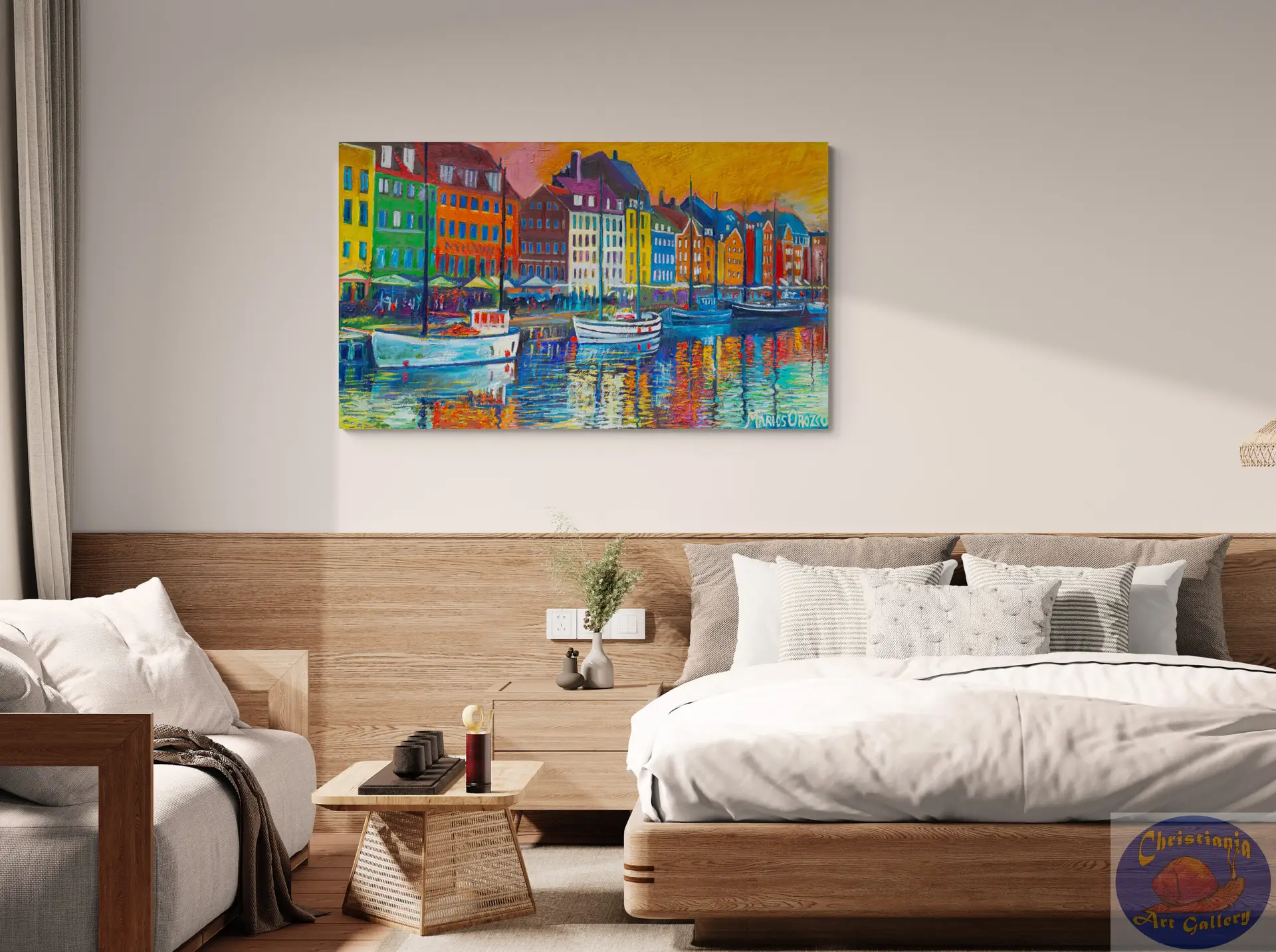 Late Summer in Nyhavn, 145X85 CM, Oil on canvas, By Marios Orozco, Painted in October 2025, Christiania Art Gallery