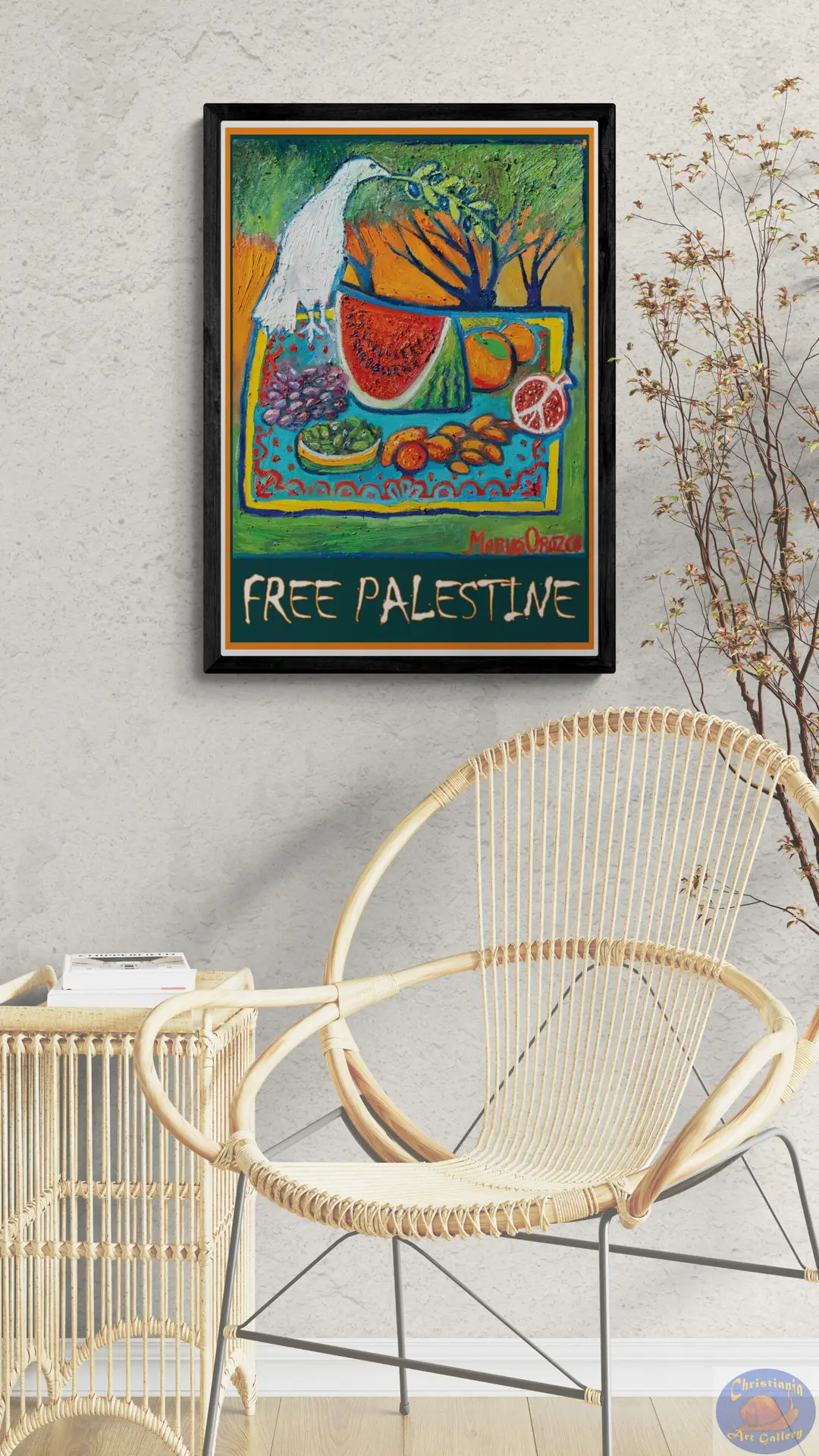 Poster Free palestine dove, By Marios Orozco, Christiania Art Gallery