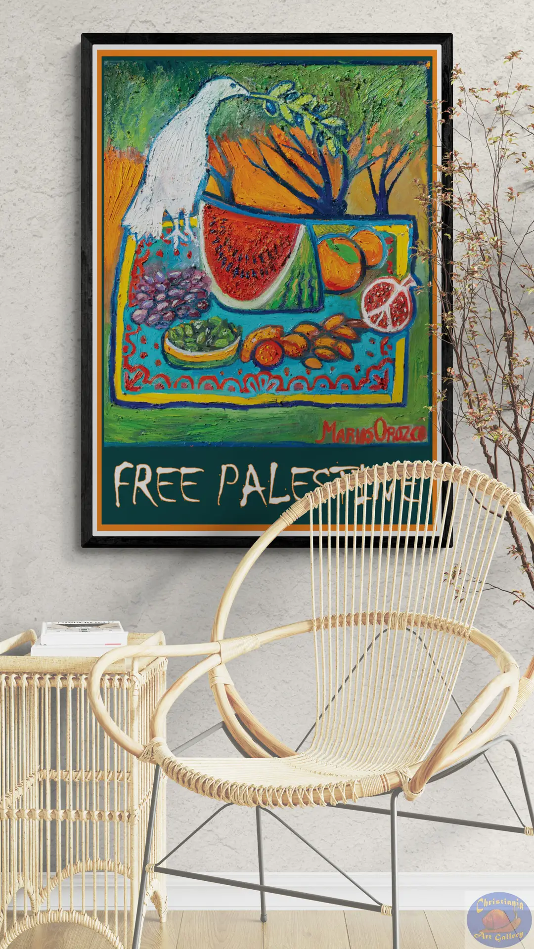Poster Free palestine dove, By Marios Orozco, Christiania Art Gallery
