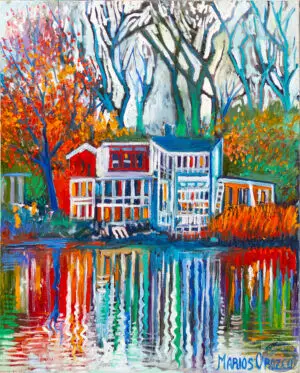 Winter Windowhouse, 80X100 CM, Oil on canvas, By Marios Orozco, Painted in December 2025, Christiania Art Gallery