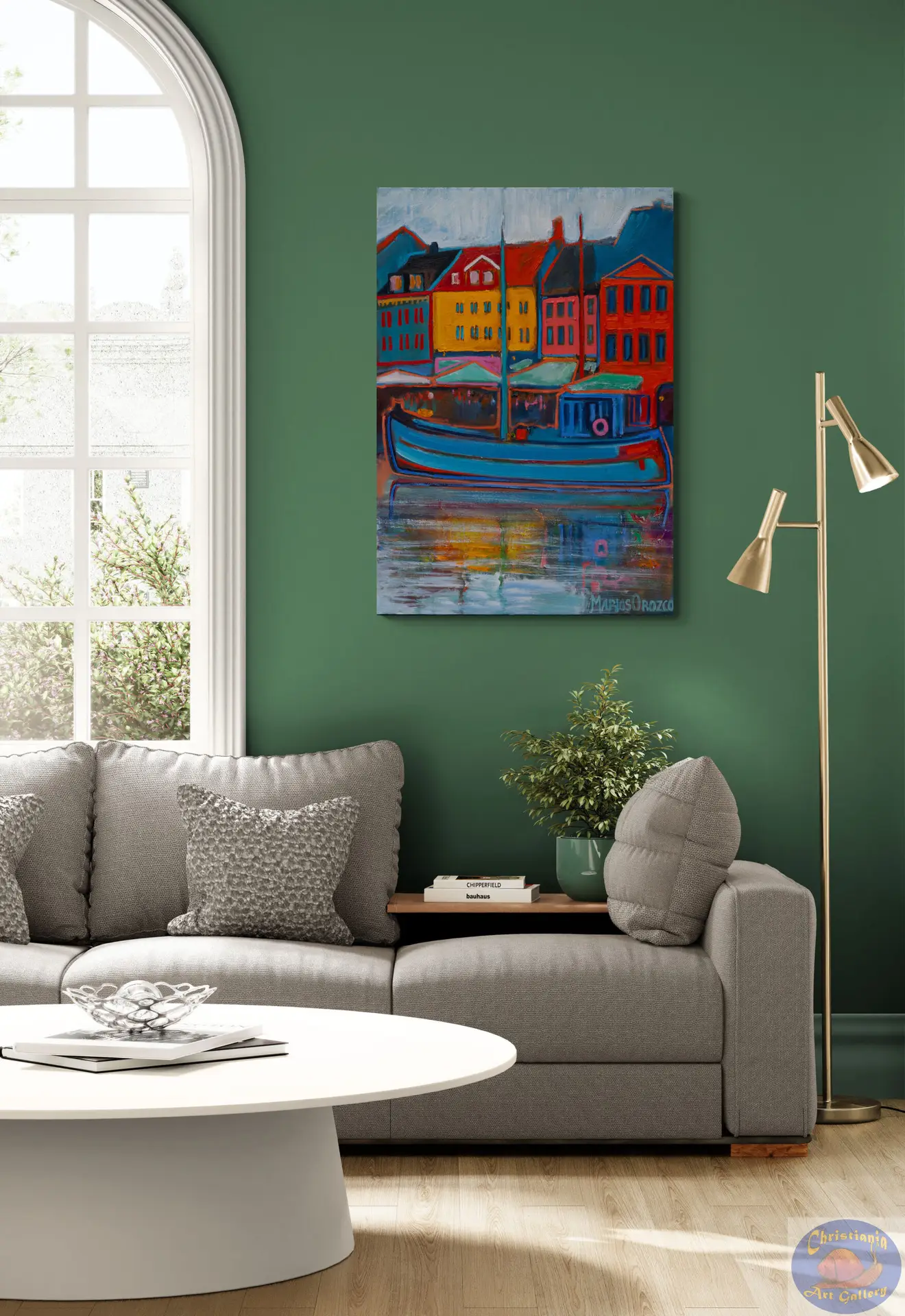 Blue Boat, 70X100 CM, Oil on canvas, By Marios Orozco, Painted in June 2026, Christiania Art Gallery