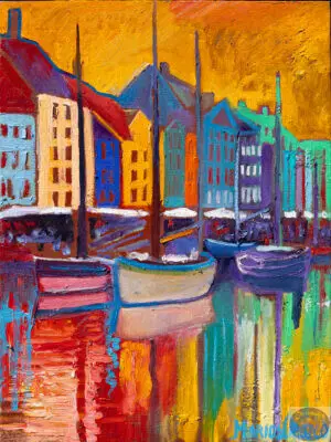 A New Morning In Nyhavn, 80X60 CM, Oil on canvas, By Marios Orozco, Painting in July 2026, Christiania Art Gallery