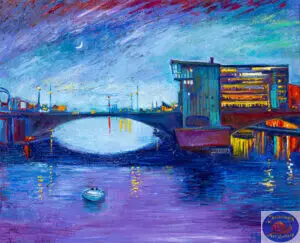 Langebro, 135X110 CM, Oil on canvas, By Marios Orozco, Painted in July 2026, Christiania Art Gallery