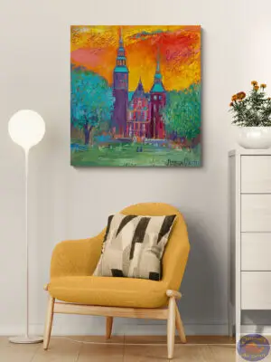 Rosenborg Sunset, 65X70 CM, Oil on canvas, By Marios Orozco, Painted in July 2026, Christiania Art Gallery