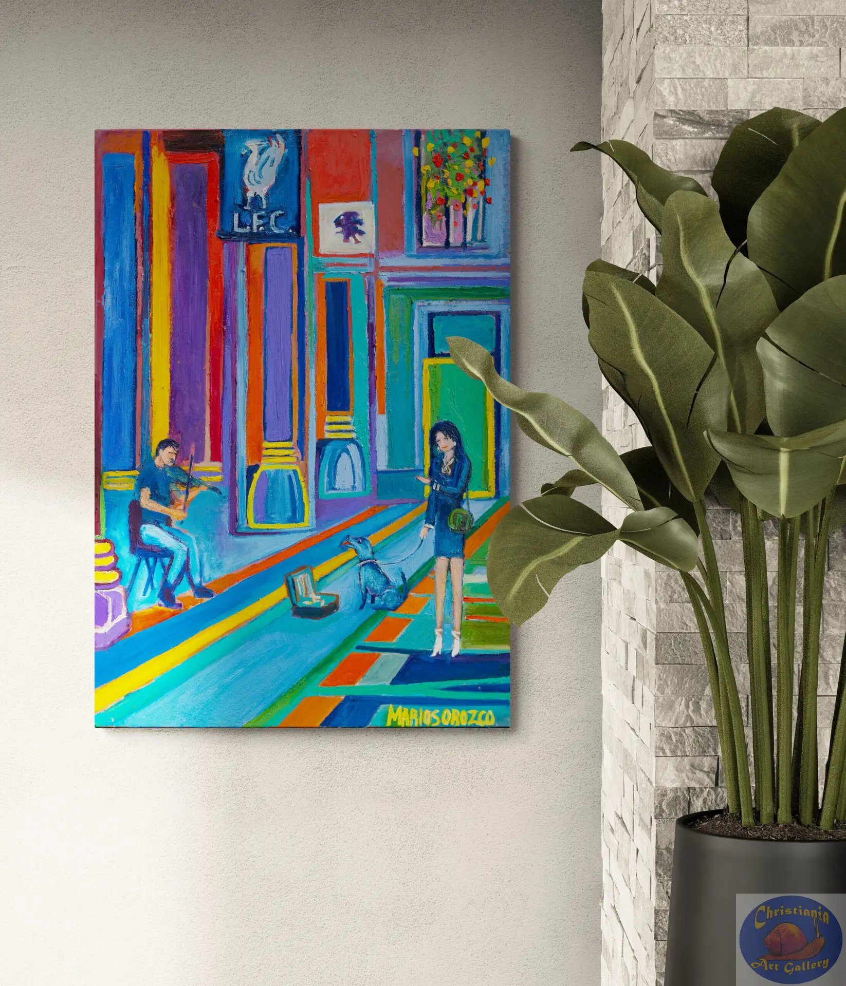 Music In Jorcks Passage, 70X100 CM, Oil on canvas, By Marios Orozco, Painted in August 2026, Christiania Art Gallery