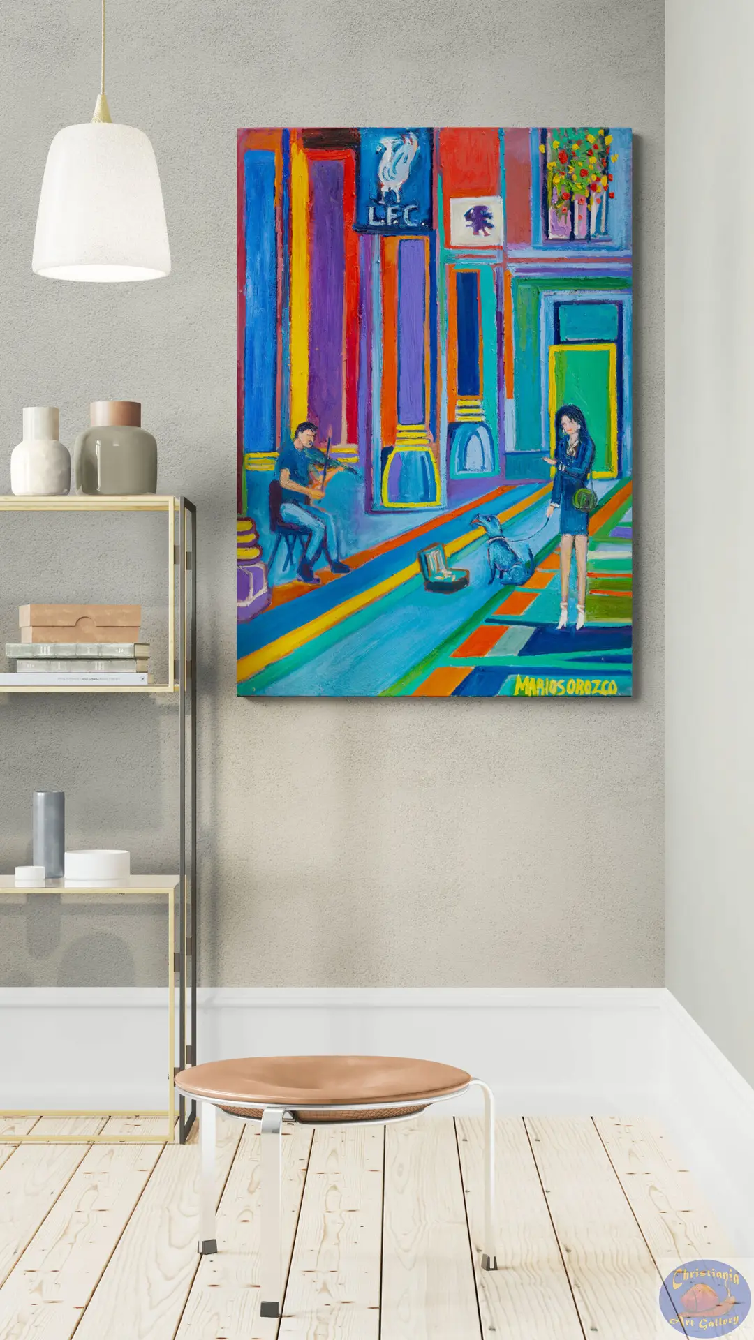 Music In Jorcks Passage, 70X100 CM, Oil on canvas, By Marios Orozco, Painted in August 2026, Christiania Art Gallery