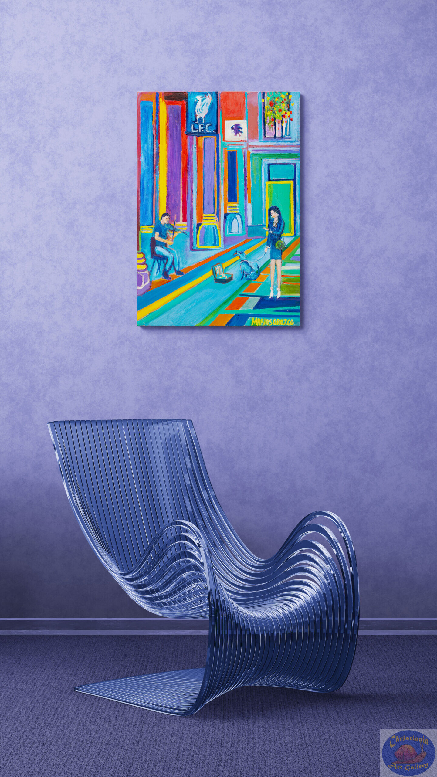 Music In Jorcks Passage, 70X100 CM, Oil on canvas, By Marios Orozco, Painted in August 2026, Christiania Art Gallery